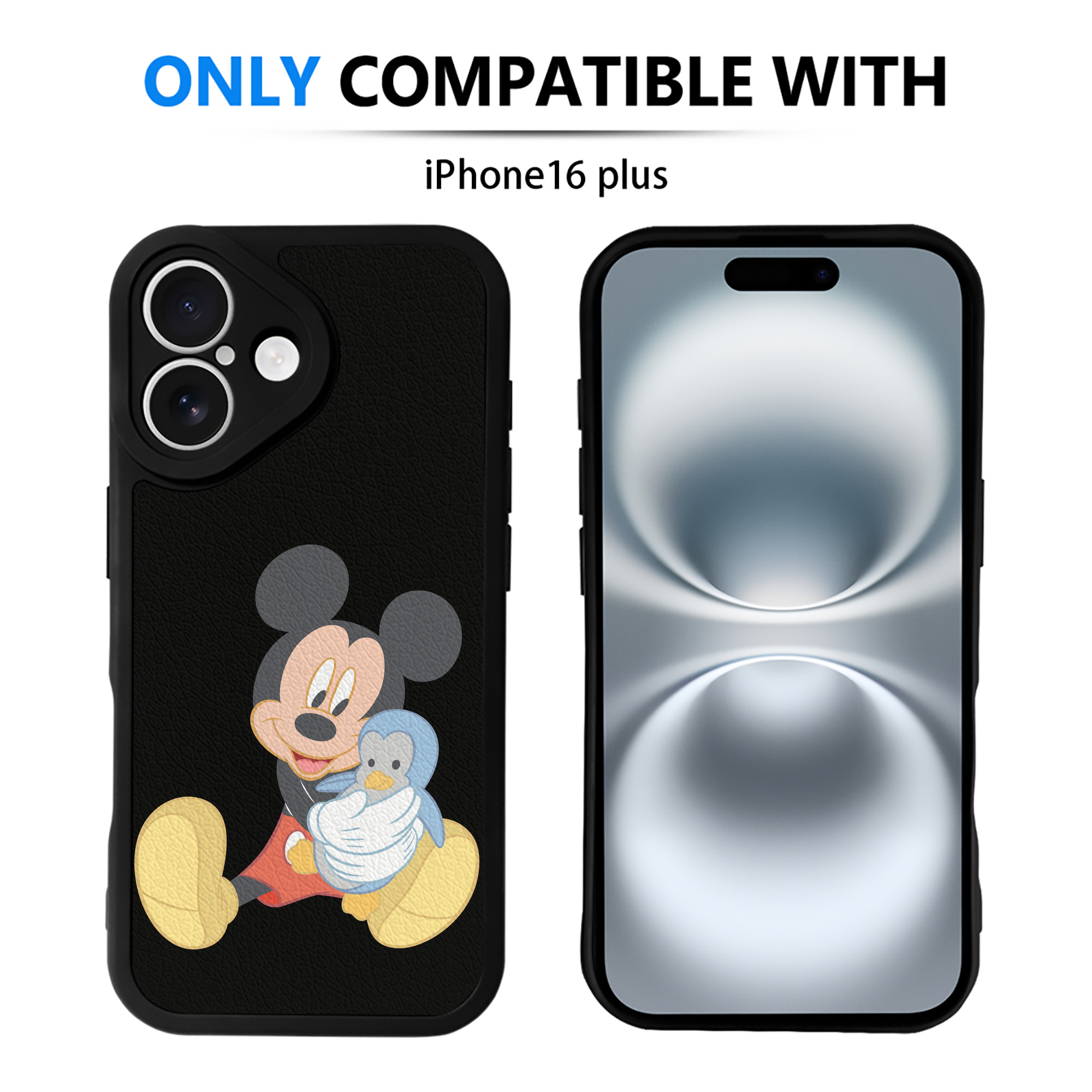 （画像用） ミッキーマウス Mickey Mouse 【iPhone 16シリーズ対応】シリコンスマホケース（レザー調） 材質：シリコン